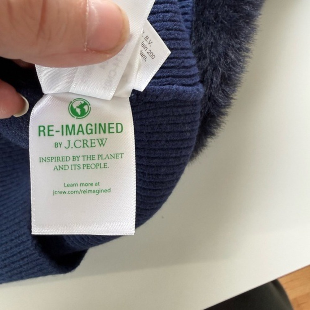 J.Crew Navy Blue Fuzzy Cropped Cardigan Lady Jacket Gold Crest Buttons NWT - Picture 9 of 11